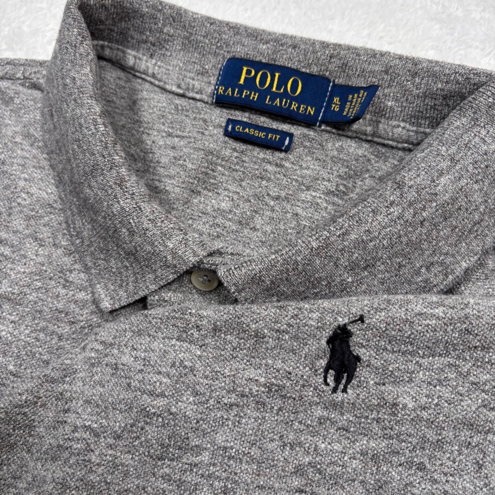 Polo Ralph Lauren Polo Shirt Men XL Gray Heathered Short Sleeve PONY LOGO Preppy - Picture 11 of 11
